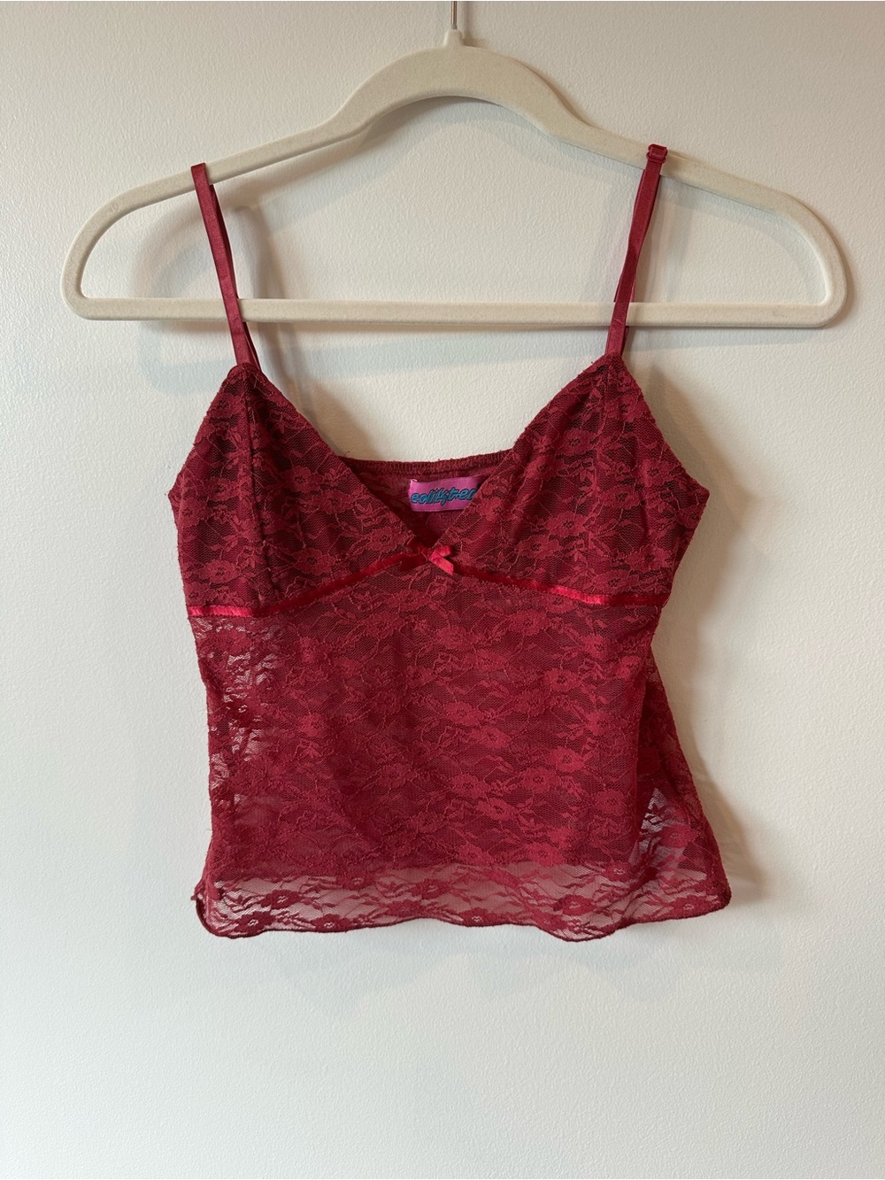 Edikted Burgundy Lace Spaghetti-Strap Cami